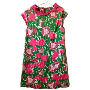 LILLY PULITZER Girl Shift Dress How About Them Apples YOUTH SIZE 7 Pink Green